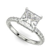 Isabella Princess Cut Pave Hidden Halo 4 Prong Claw Set Engagement Ring Setting - Nivetta